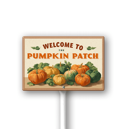 Welcome To Pumpkin Patch Sign With Metal Stake Fall Pumpkin Autumn Thanksgiving Harvest Neighborhood Farm Lawn Prop Porch Decorations,Street Outdoor Aluminium Décor 12"x8"