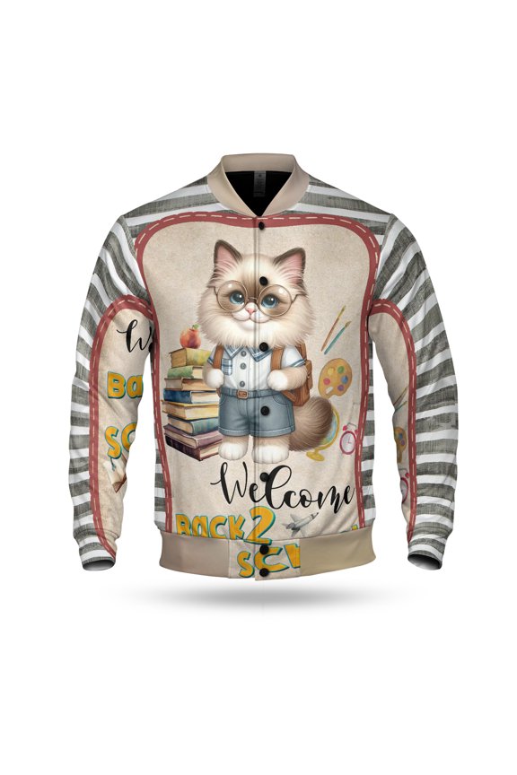 Welcome Ragdoll Back to School Vintage Retro All Over Print 3D Baseball Jacket Cat Lover Kitten Owner Gifts Idea Bomber Jacket Softball - 02012