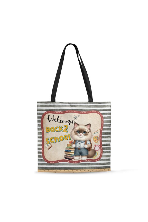 Welcome Ragdoll Back to School Vintage Retro All Over Print 3D Canvas Tote Bag Cat Lover Kitten Owner Gifts Idea Reusable Handbag - 02012