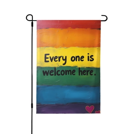 Welcome Rainbow Garden Flag 12X18 Inch Double Sized Gay Lesbian Bisexual Transgender Pride Yard Outdoor Decoration Flag