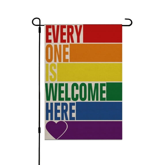Welcome Rainbow LGBTQ Garden Flag 12x18 Inch Double Sized Gay Lesbian Bisexual Transgender Pride Yard Outdoor Decoration Flag LG01