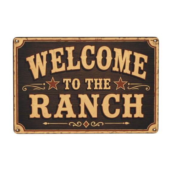 Welcome to the Ranch Metal Wall Decor Sign 8x12 Inch – Rustic Style Indoor Outdoor Plaque with Vintage Western Theme – Easy Hanging with Pre-Drilled Holes – Weather Resistant Finish