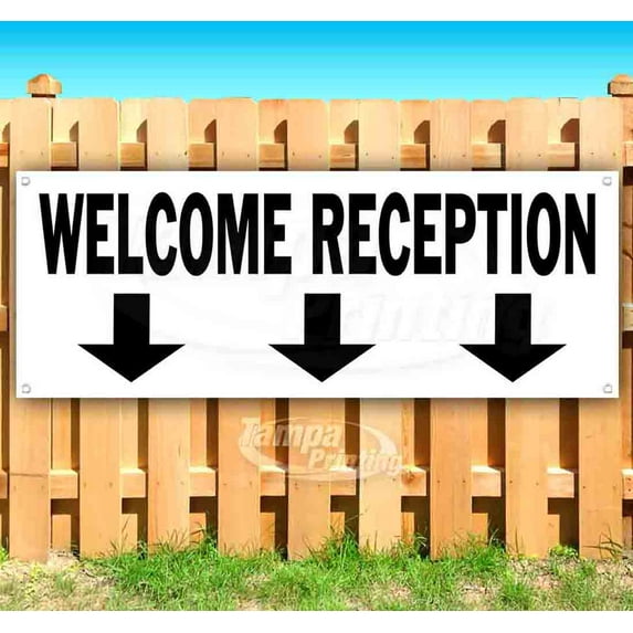 Welcome Reception 13 oz Vinyl Banner With Metal Grommets