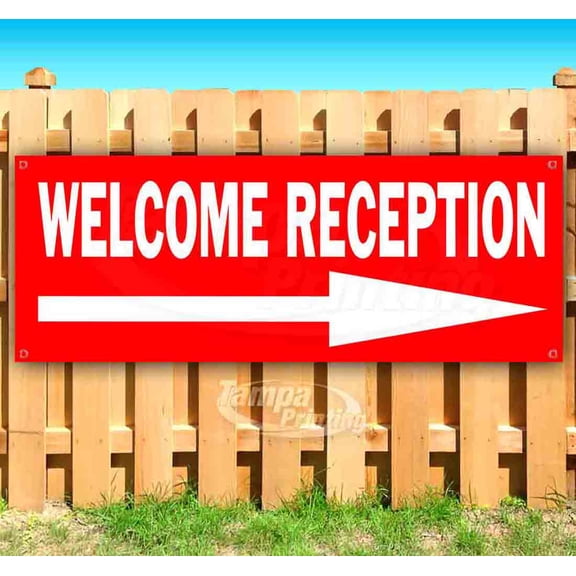 Welcome Reception 13 oz Vinyl Banner With Metal Grommets