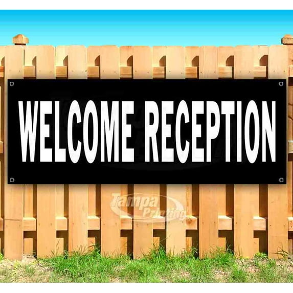 Welcome Reception 13 oz Vinyl Banner With Metal Grommets
