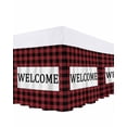 thumbnail image 1 of Welcome Red Bed Skirt Black Buffalo Check Plaid Bed Skirts California King Size 16 Inch Drop, Wrap Around Dust Ruffle&nbsp;Bedskirt with Adjustable Elastic Belt for Queen Size Beds, 1 of 7