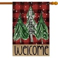 thumbnail image 1 of Welcome Red Buffalo Plaid Christmas Trees Garden Flag 28 x 40 Inch Vertical Double Sided Buffalo Plaid Red Holiday Yard Outside Xmas Decor House Flag, 1 of 6