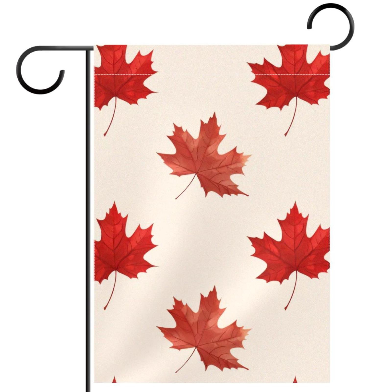 Welcome Red Maple Leaf Garden Flag, Vertical Double Sided Small House Flag, Yard Farmhouse Outdoor Deck Veranda Lawn Decor 28x40 Inch