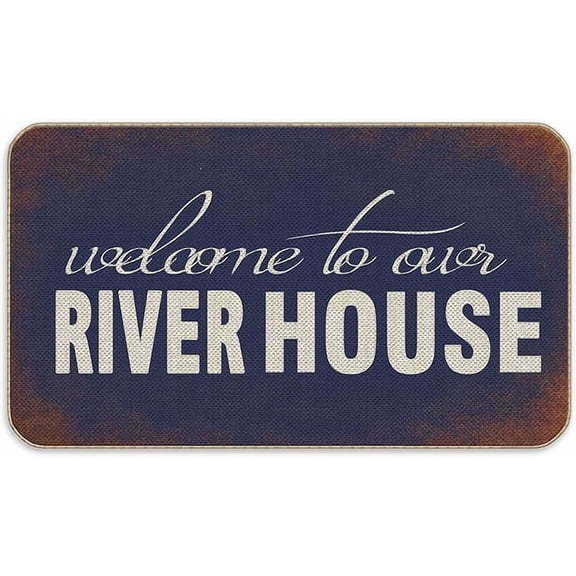 Welcome to Our River House Decorative Family Welcome River House Porch Vintage Rust Door Mat, 1730 inch Home Porch Decor Doormat, River House Porch Entrance Rug for Bedroom, Housewarming Gift.