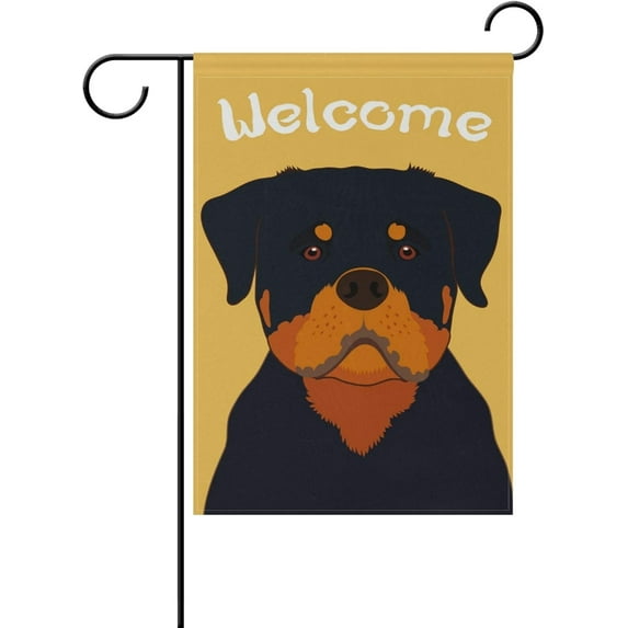Welcome Rottweiler Dog Double Sided Garden Flag 12x18 inch Decorative Flag for Outdoor Yard Lawn