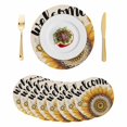 thumbnail image 1 of Welcome Round 13 Inch Placemats Set of 8, Summer Sunflowers Bohemia Floral Rustic Beige HeatResistant Non Slip Place Mats for Dining Table, Wipeable Braided Kitchen Table Mats for Housewarming, 1 of 9