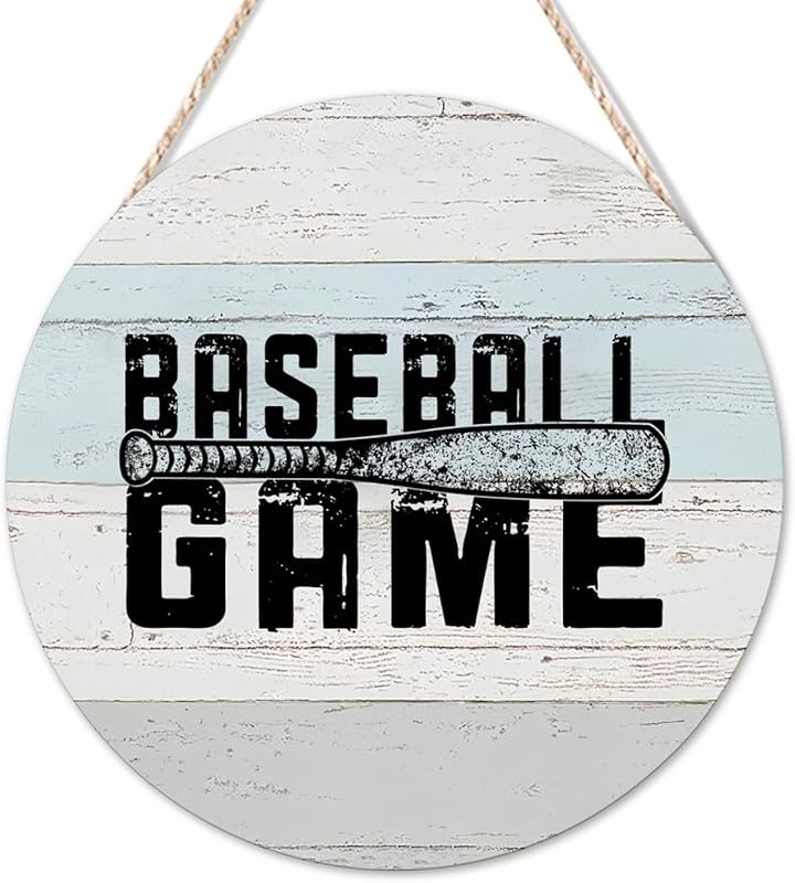 Welcome Round Wooden Door Sign Baseball Pitch Please Classic Sign ...