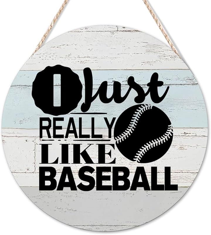 Welcome Round Wooden Door Sign Baseball Pitch Please Classic Sign ...
