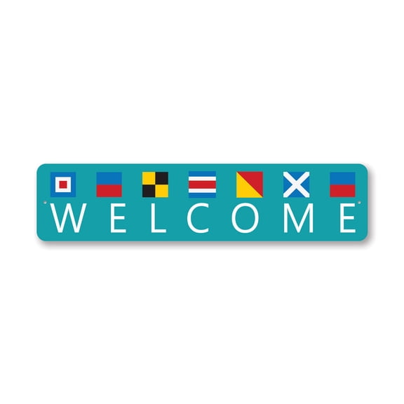 Welcome Sailors Flags Aluminum Metal Decor Sign - 4x18 inches