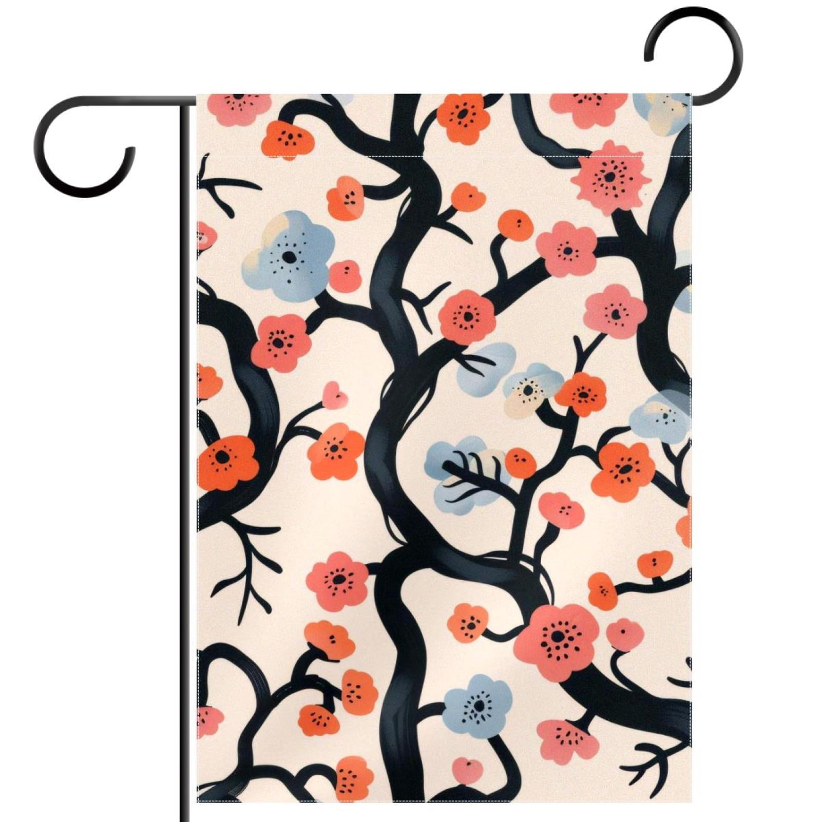 Welcome Seamless Floral Pattern Garden Flag, Vertical Double Sided Small House Flag, Yard Farmhouse Outdoor Deck Veranda Lawn Decor 28x40 Inch