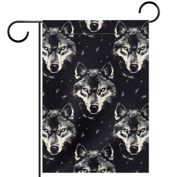 Welcome Seamless Wolf Aesthetic Pattern Garden Flag, Vertical Double Sided Small House Flag, Yard Farmhouse Outdoor Deck Veranda Lawn Decor 28x40 Inch