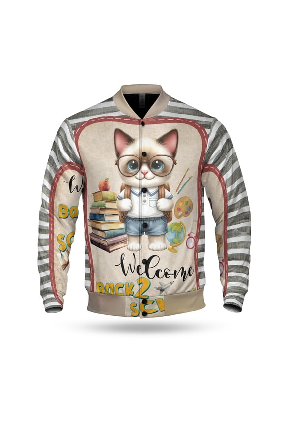 Welcome Siamese Back to School Vintage Retro All Over Print 3D Baseball Jacket Cat Lover Kitten Owner Gifts Bomber Jacket Softball - 02012