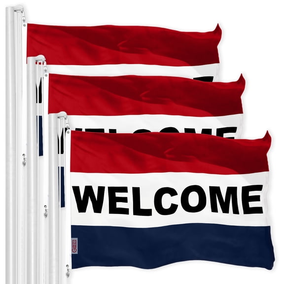 Welcome Sign Business Flag 3x5FT 3-Pack Printed 150D Polyester By G128
