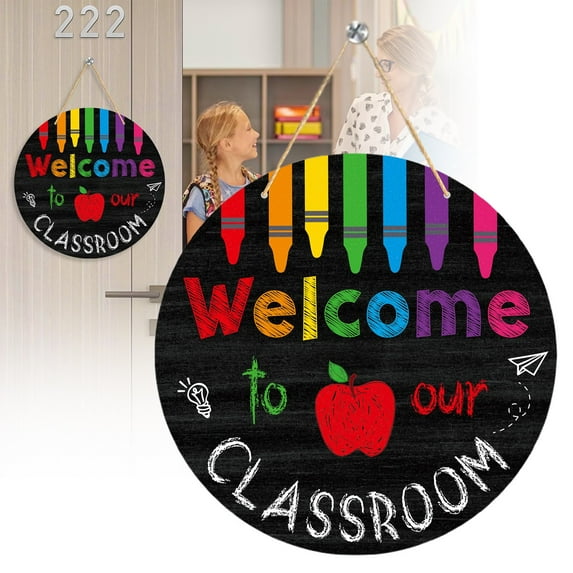 Welcome Sign For Classroom 7.8" Coloful Welcome To Our Classroom Door Sign Decorations Door Hanger Wreath For School Bulletin Board Decorations Teacher Office cabinet