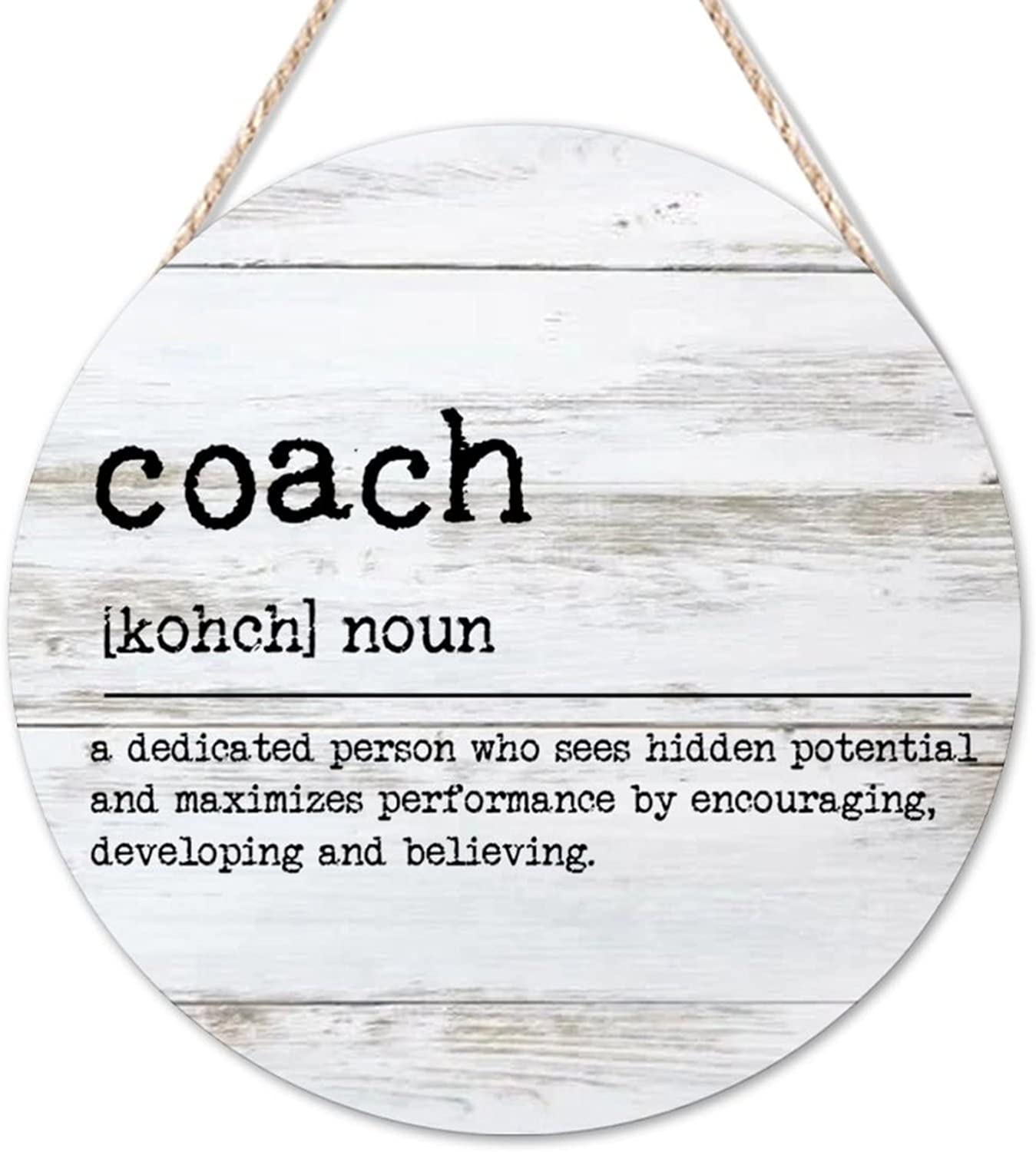 Welcome Sign Coach Definition Round Wood Sign Word Description Wooden ...