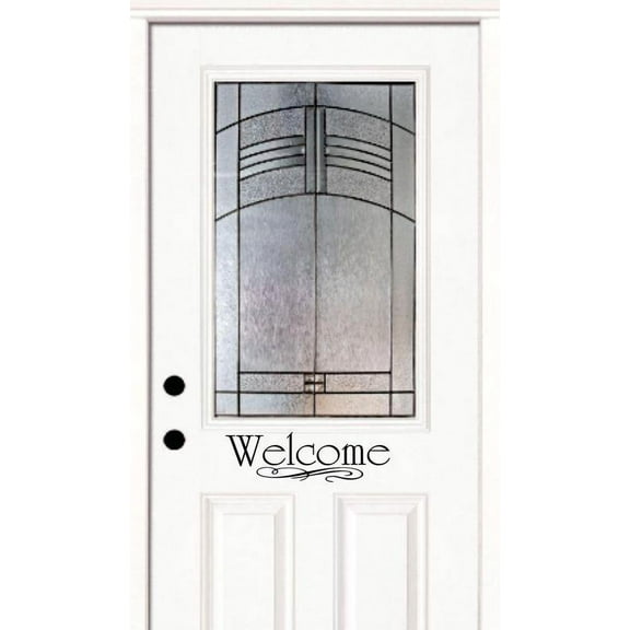 Welcome Sign Door Decor Stylish Art Text Letters Quote Custom Wall Decal Vinyl Peel & Stick Sticker 4 Inches X 12 Inches