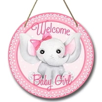 Welcome Sign Elephant Round Wood Plaque, Baby Shower Decor, Graduation Gift, Home Party Decoration, Office Use, 8x8 Inches
