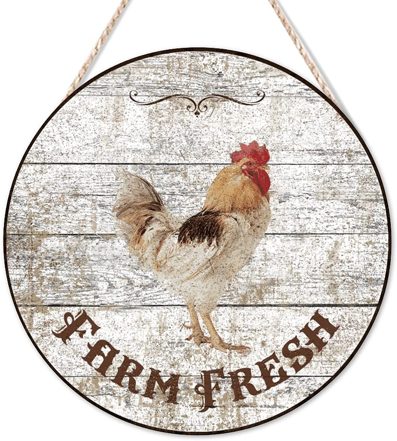 Welcome Sign Farm Fresh Rooster Round Wooden Sign Farmhouse Farm Life ...
