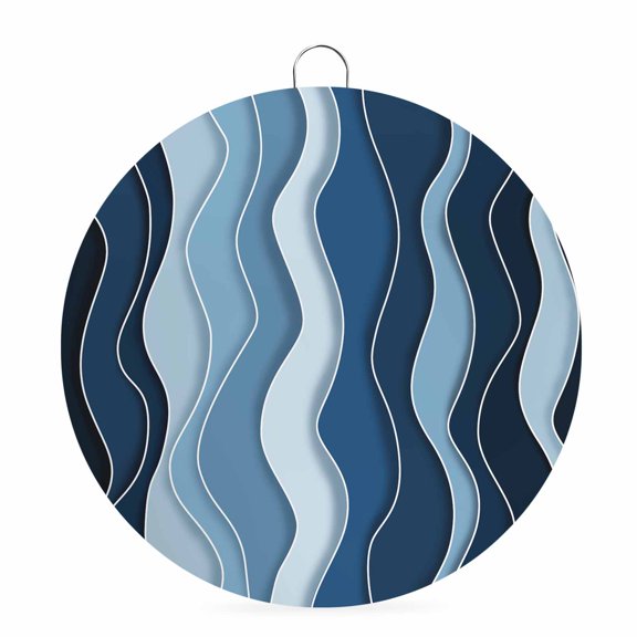 Welcome Sign for Front Door,Abstract Blue Moire Round Metal Welcome Front Porch Decor,Gradient Coastal Ocean Geometric Waves Wall Hanging Sign for Living Room Kitchen Hallway Housewarming Gift 6''