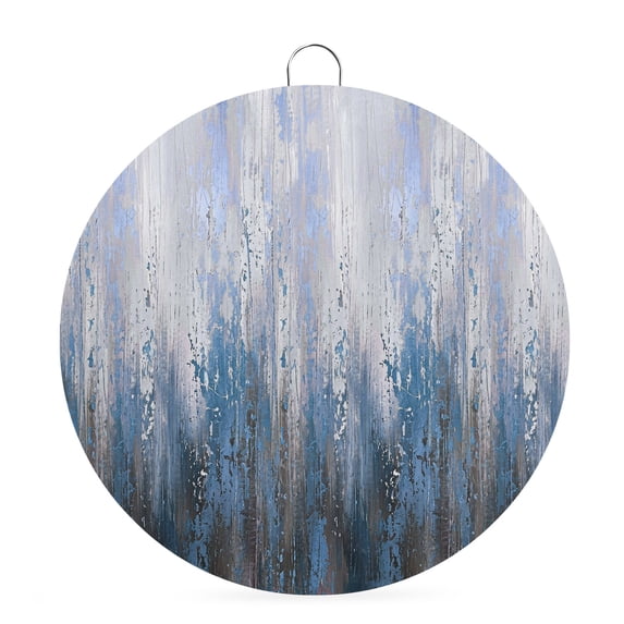 Welcome Sign for Front Door, Abstract Blue Round Metal Wall Art Wreaths, Modern Gradient Minimalist Mottled Art Outdoor Indoor Wall Hanging Sign for Porch Decor Housewarming Gifts 7.9 Inch