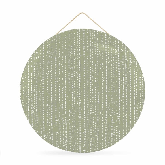 Welcome Sign for Front Door, Abstract Polka Dot Round Metal Wall Art Wreaths, Geometric Dotted Stripes Vintage Green Outdoor Indoor Wall Hanging Sign for Porch Decor Housewarming Gifts 11.8 Inch