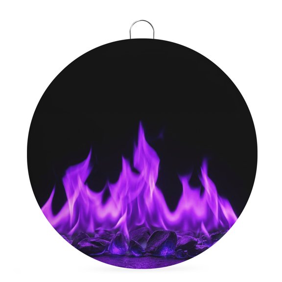 Welcome Sign for Front Door, Abstract Purple Flame 6 Inch Round Metal Sign for Home Decoration, Flickering Fire Pattern Black Decorative Wall Signs for Holiday Party Supplies Decor