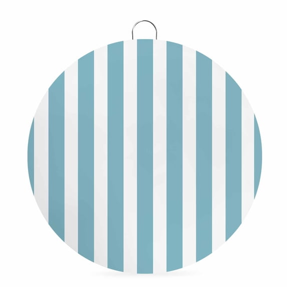 Welcome Sign for Front Door,Aqua Striped Round Metal Welcome Front Porch Decoration,Modern Farmhouse Blue White Stripes Wall Hanging Sign for Living Room Kitchen Hallway Housewarming Gift 8''