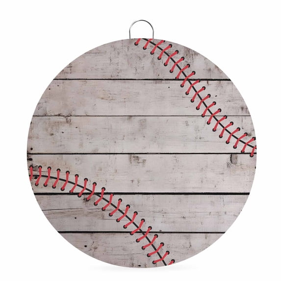 Welcome Sign for Front Door, Baseball Round Metal Welcome Front Porch Decoration, Vintage Wooden Shabby Art Entryway Wall Hanging Sign for Living Room Kitchen Hallway Housewarming Gift 8''