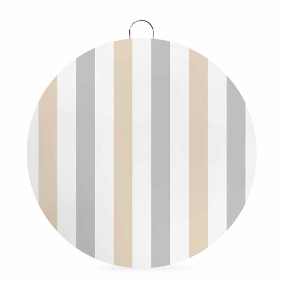 Welcome Sign for Front Door,Beige Grey Striped Round Metal Welcome Front Porch Decoration,Minimalist Farmhouse Stripe Entryway Wall Hanging Sign for Living Room Kitchen Hallway Housewarming Gift 6''