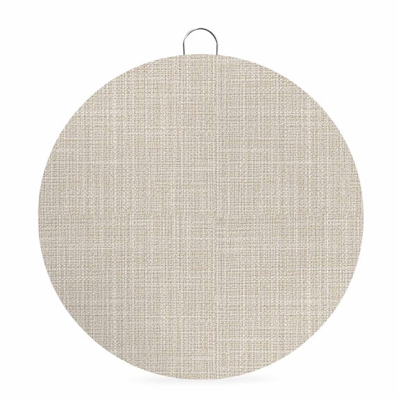 Welcome Sign for Front Door, Beige Round Metal Wall Art Wreaths, Rustic Farmhouse Solid Color Outdoor Indoor Wall Hanging Sign for Porch Decor Housewarming Gifts 7.9 Inch