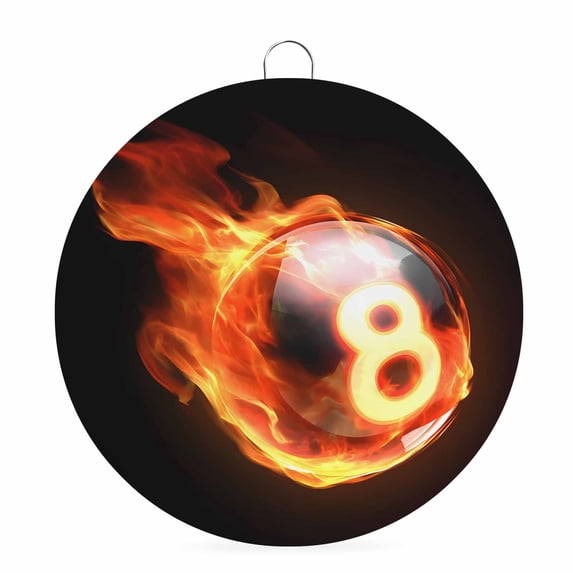 Welcome Sign for Front Door,Billiards Round Metal Welcome Front Porch Decoration,Modern Buruning Flame Sport Black Background Wall Hanging Sign for Living Room Kitchen Hallway Housewarming Gift 8''