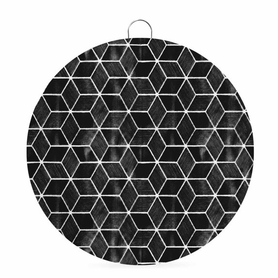Welcome Sign for Front Door, Black Geometric Round Metal Wall Art Wreaths, Checkered Modern Abstract Art Outdoor Indoor Wall Hanging Sign for Porch Decor Housewarming Gifts 7.9 Inch