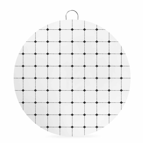 Welcome Sign for Front Door, Black Gingham Round Metal Wall Art Wreaths, Modern Minimalist Geometric Plaid Outdoor Indoor Wall Hanging Sign for Porch Decor Housewarming Gifts 7.9 Inch