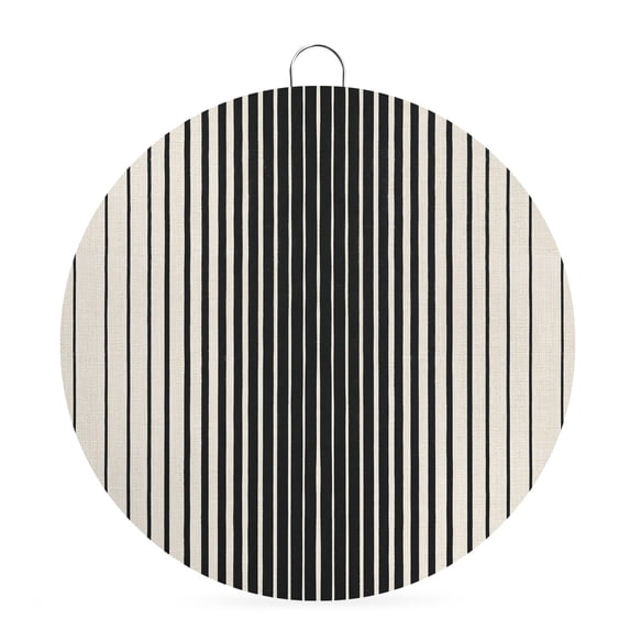 Welcome Sign for Front Door, Black Striped Round Metal Wall Art Wreaths, Farmhouse Beige Stripes Vintage Rustic Outdoor Indoor Wall Hanging Sign for Porch Decor Housewarming Gifts 7.9 Inch