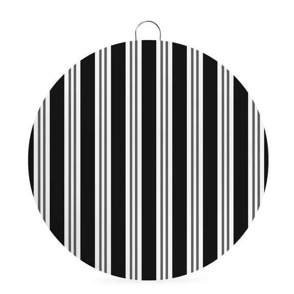 Welcome Sign for Front Door, Black Striped Round Metal Wall Art Wreaths, Minimalist Vertical Stripes Outdoor Indoor Wall Hanging Sign for Porch Decor Housewarming Gifts 7.9 Inch