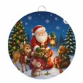 thumbnail image 1 of Welcome Sign for Front Door, Blue Christmas Round Metal Wall Art Wreaths, Winter Santa Claus Gifts Forest Pine Trees Outdoor Indoor Wall Hanging Sign for Porch Decor Housewarming Gifts 7.9 Inch, 1 of 8