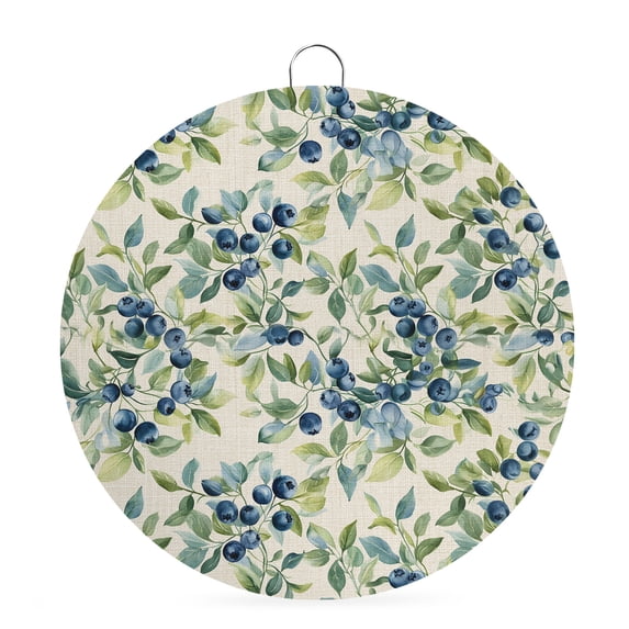 Welcome Sign for Front Door,Blue Farmhouse Leaves Round Metal Welcome Front Porch Decoration,Farmhouse Retro Botanical Plants Wall Hanging Sign for Living Room Kitchen Hallway Housewarming Gift 6''