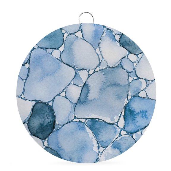 Welcome Sign for Front Door, Blue Marble Texture Round Metal Wall Art Wreaths, Modern Minimalism Stone Geometric Outdoor Indoor Wall Hanging Sign for Porch Decor Housewarming Gifts 5.9 Inch