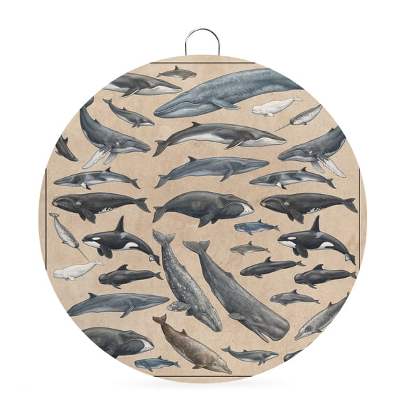 Welcome Sign for Front Door,Blue Ocean Whales Round Metal Welcome Front Porch Decoration,Retro Coastal Underwater Animal Brown Wall Hanging Sign for Living Room Kitchen Hallway Housewarming Gift 6''