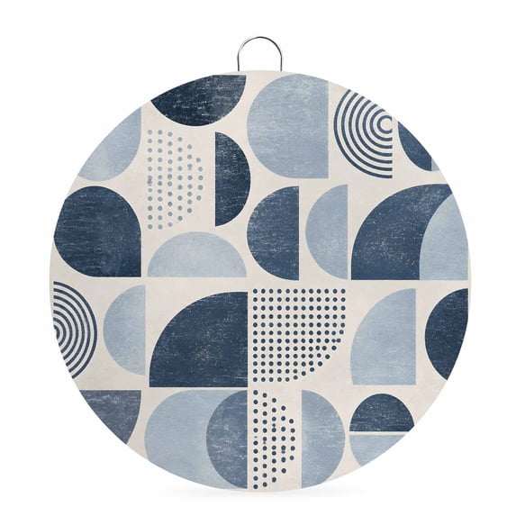 Welcome Sign for Front Door, Blue Ombre Geometric Round Metal Wall Art Wreaths, Middle Century Vintage Abstract Art Outdoor Indoor Wall Hanging Sign for Porch Decor Housewarming Gifts 5.9 Inch
