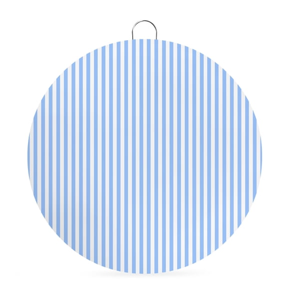 Welcome Sign for Front Door,Blue White Stripe Round Metal Welcome Front Porch Decoration,Modern Minimalist Geometric Striped Wall Hanging Sign for Living Room Kitchen Hallway Housewarming Gift 6''
