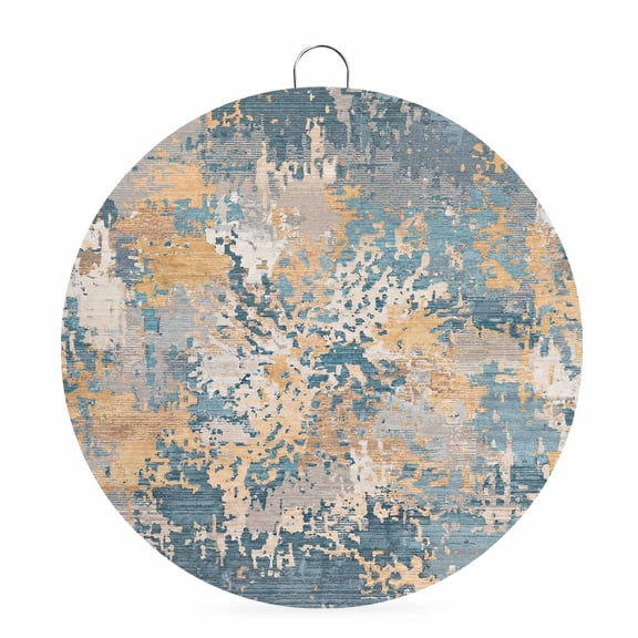 Welcome Sign for Front Door, Blue Yellow Copper Rust Round Metal Wall Art Wreaths, Vintage Industrial Mottled Abstract Outdoor Indoor Wall Hanging Sign for Porch Decor Housewarming Gifts 7.9 Inch