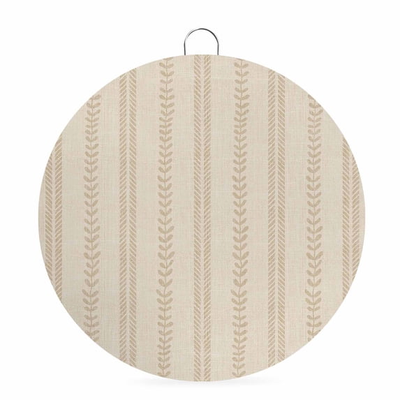 Welcome Sign for Front Door, Boho Leaves Round Metal Wall Art Wreaths, Farmhouse Brown Abstract Modern Stripes Outdoor Indoor Wall Hanging Sign for Porch Decor Housewarming Gifts 7.9 Inch
