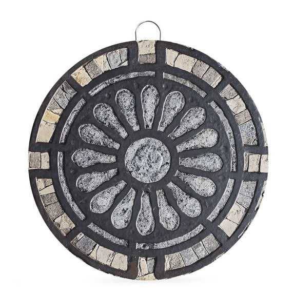 Welcome Sign for Front Door, Boho Round Metal Wall Art Wreaths, Retro Farmhouse Medallions Chic Floral Motifs Outdoor Indoor Wall Hanging Sign for Porch Decor Housewarming Gifts 7.9 Inch