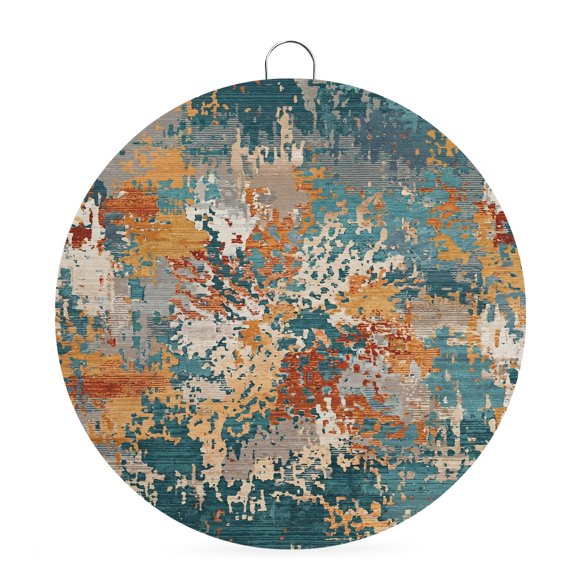 Welcome Sign for Front Door, Brown Green Copper Rust Round Metal Wall Art Wreaths, Vintage Industrial Mottled Abstract Outdoor Indoor Wall Hanging Sign for Porch Decor Housewarming Gifts 5.9 Inch